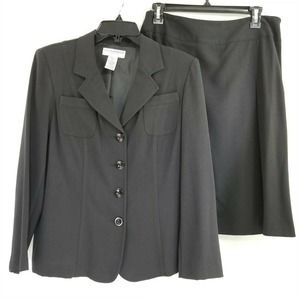 Sag Harbor Black Skirt Suit Blazer Stretch 10 P